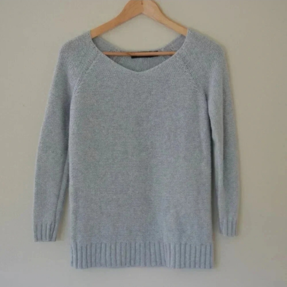 LAUREN RALPH LAUREN Knitted Pullover Sweater in Light Blue & White Size SP